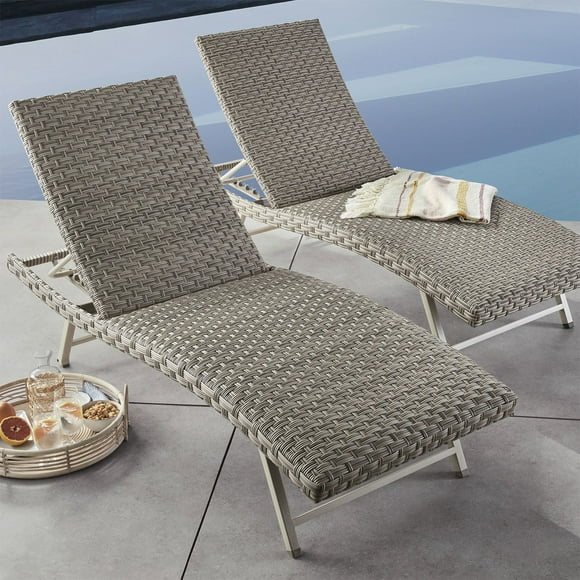 Member's Mark Olympus Padded Wicker Chaise Lounger, Set of 2