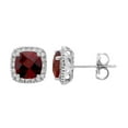 thumbnail image 1 of Cushion Cut Gemstone and 0.15 CT. T.W. Halo Diamond Stud Earrings in 14K Gold, 1 of 5