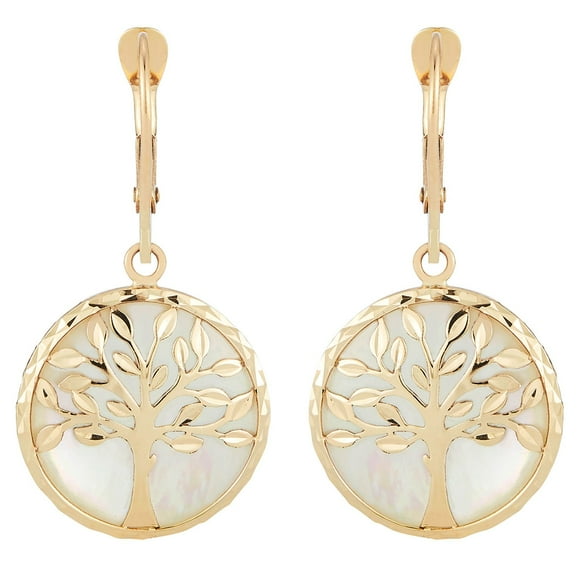 Tree of Life Dangle Earrings in 14K Gold