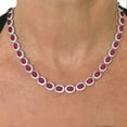 thumbnail image 4 of Oval Cut Lab Created Gemstone Halo Tennis Necklace in Sterling Silver, 4 of 4