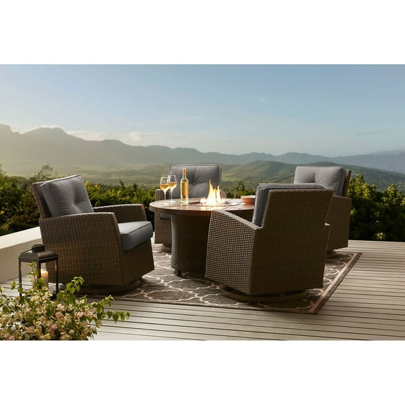 Member's Mark Fremont Fire Pit Chat Set with Sunbrella Fabric, 5pc