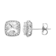 thumbnail image 1 of Cushion Cut Gemstone and 0.15 CT. T.W. Halo Diamond Stud Earrings in 14K Gold, 1 of 4