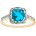 thumbnail image 1 of Cushion Cut Gemstone & 0.18 CT.T.W. Halo Diamond Ring in 14K Gold, 1 of 2