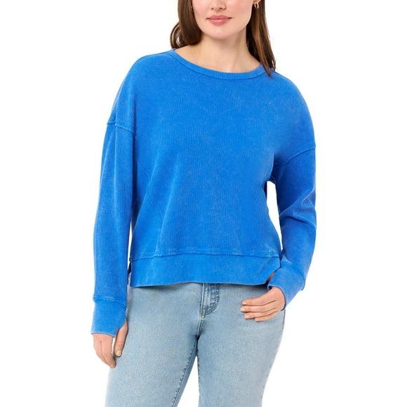 Seven7 Women's Long Sleeve Waffle Crewneck Top