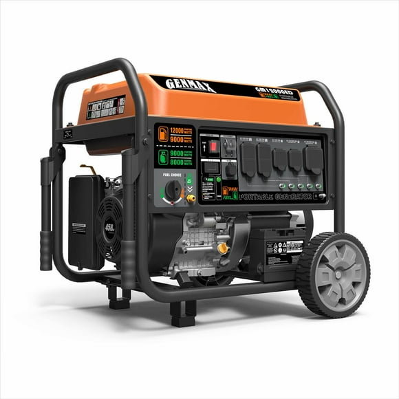 12000/9000-Watt Genmax Dual Fuel Portable Generator With CO Sensor + Remote Electric Start / Folding Handle
