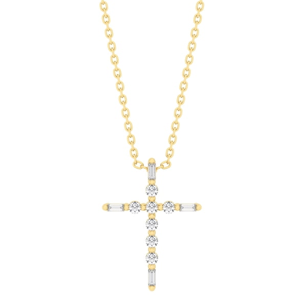 0.23 CT.T.W. Diamond Cross Pendant Necklace in 14K Gold