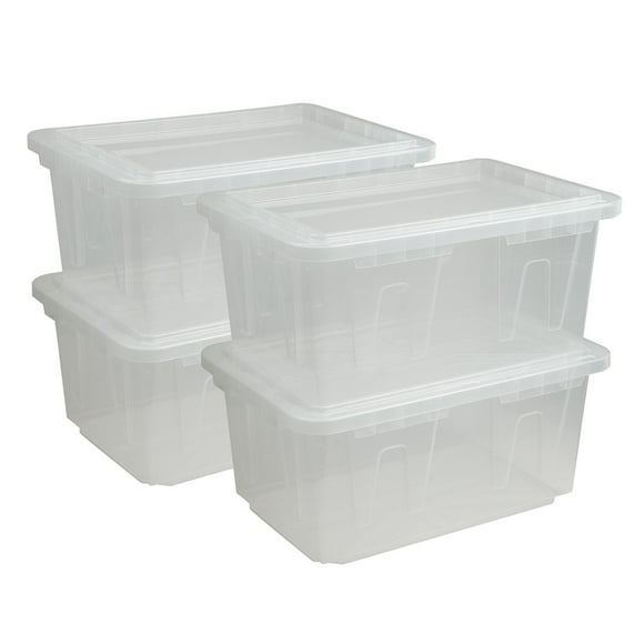 Member's Mark 60 Quart Clear Storage Tote, 17.2" D x 25.7" W x 12.0" H, 1 pack or 4 pack