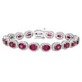 thumbnail image 1 of Oval Cut Gemstone Halo Tennis Bracelet in Sterling Silver, 1 of 6