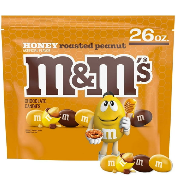 M&M'S Honey Roasted Peanut Milk Chocolate Candy, Resealable Pack, 26 oz.