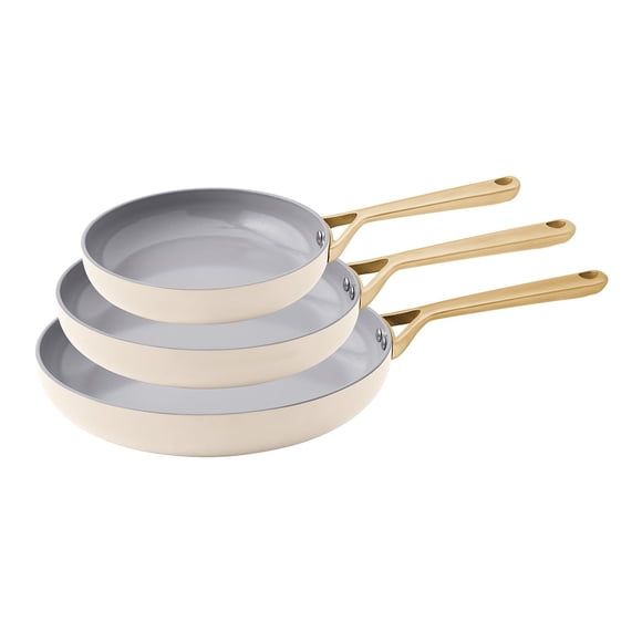 Member's Mark 3-Piece Modern Ceramic Fry Pan Set, Assorted Colors