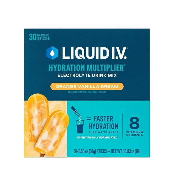 Liquid I.V. Hydration Multiplier Electrolyte Powder, Orange Vanilla Dream, 30 pk.