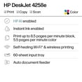 thumbnail image 4 of HP DeskJet 4258e Wireless All-in-One Inkjet Printer, 6 Months Instant Ink with HP+, 4 of 16