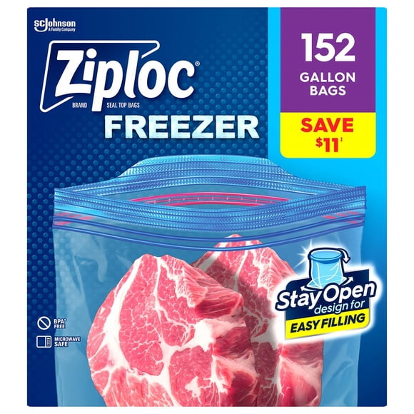 Ziploc Stay Open Design Gallon Freezer Bags, 152 ct.