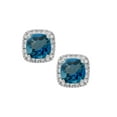 thumbnail image 2 of Cushion Cut Gemstone and 0.15 CT. T.W. Halo Diamond Stud Earrings in 14K Gold, 2 of 5