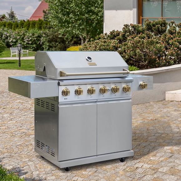 Gordon Ramsay Collections THOR Kitchen Outdoor Stainless Steel 6-Burner Gas Grill w/ Cover