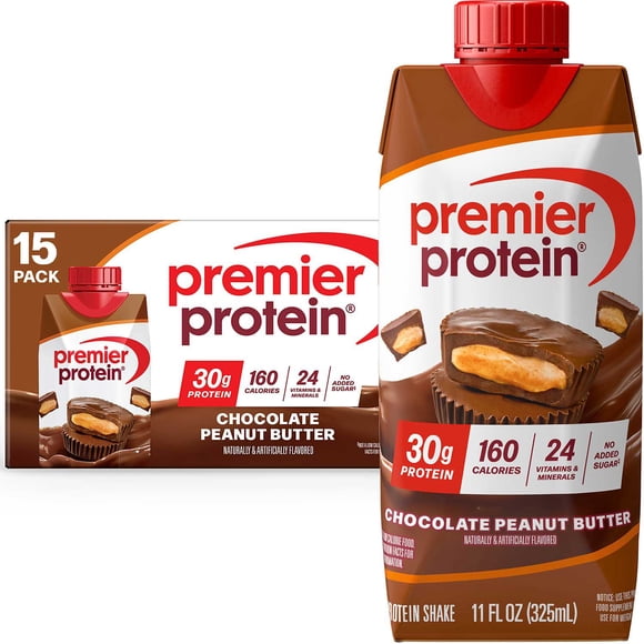 Premier Protein 30g High Protein Shake, Chocolate Peanut Butter, 11 fl. oz., 15 pk.
