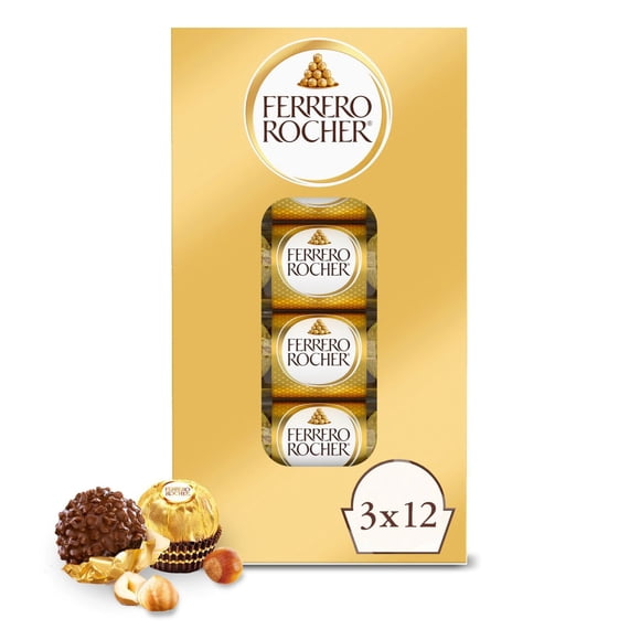 Ferrero Rocher Gourmet Hazelnut Chocolates, 1.3 oz., 12 pk.