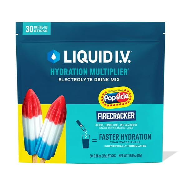Liquid I.V. Hydration Multiplier Electrolyte Powder, Popsicle Firecracker, 30 pk.