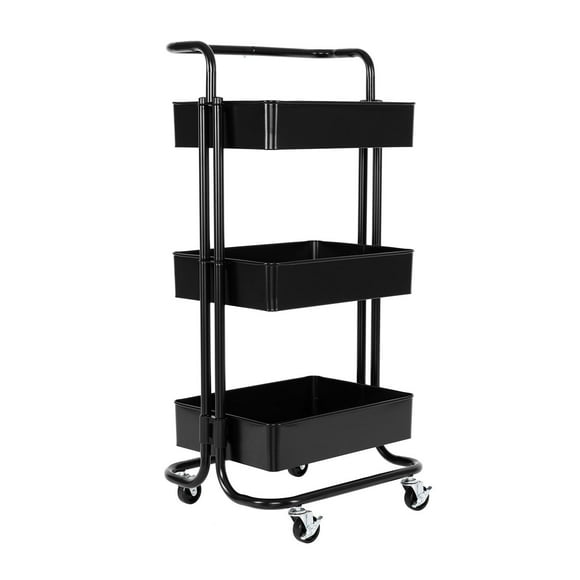 Seville Classics 3-Tier Steel Cart, 16.7" W x 13.9" D x 34.9" H
