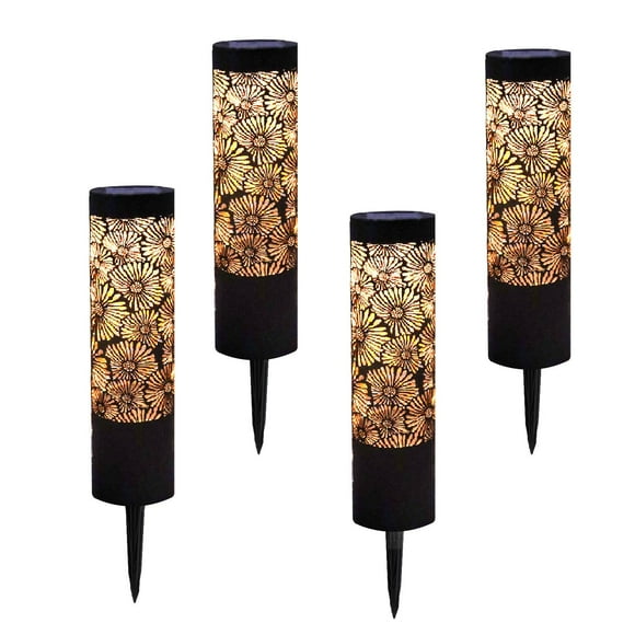 Deck Impressions Peony Solar 12 Lumen Metal Path Lights, 4-Pack