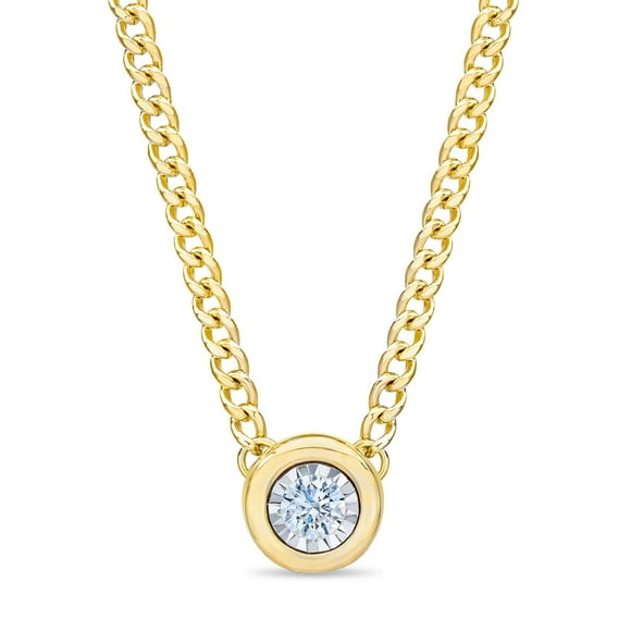 0.18 CT. T.W. Diamond Bezel Pendant Necklace in 14K Gold