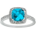 thumbnail image 1 of Cushion Cut Gemstone & 0.18 CT.T.W. Halo Diamond Ring in 14K Gold, 1 of 2