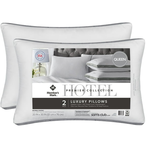 Member's Mark 2-Pack Hotel Premier Collection Bed Pillows, Assorted Sizes
