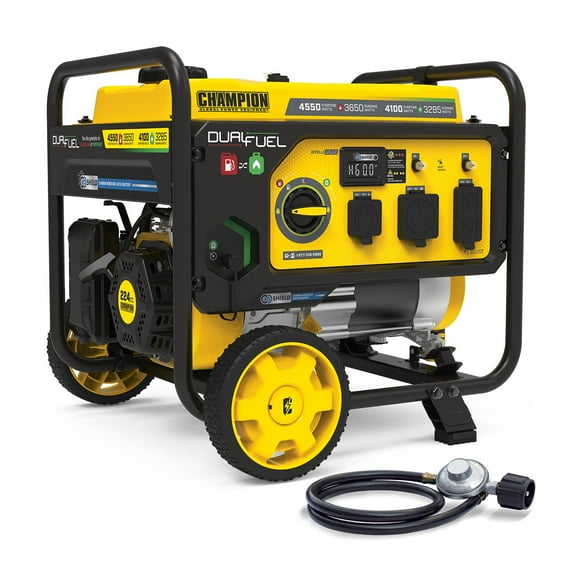 4550/3650-Watt Champion Power Dual Fuel Portable Generator With CO Shield + Propane Hose
