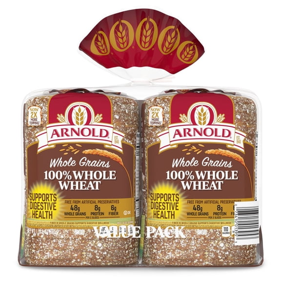 Arnold Whole Grains 100% Whole Wheat Bread 24 oz., 2 pk.
