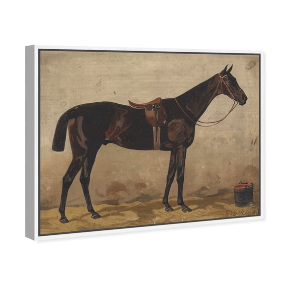 Emil Volkers - Brauner im Stall Traditional Canvas Print by Oliver Gal Prints