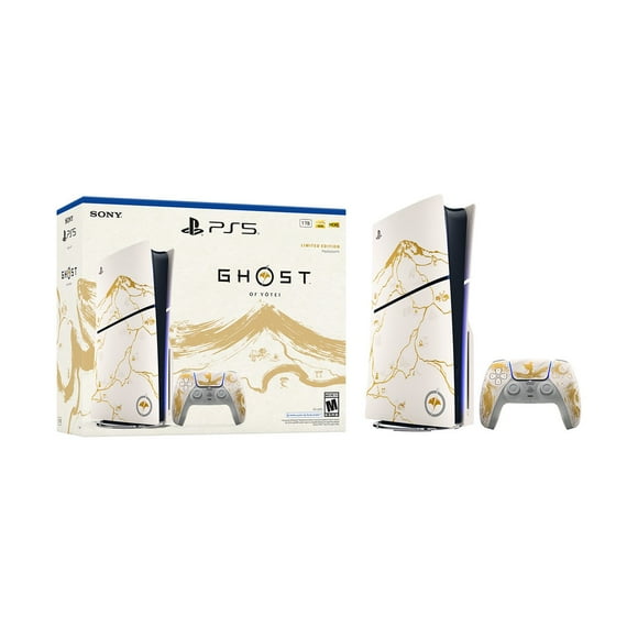 Sony PlayStation 5 Console Slim Disc Edition, 1TB - Ghost of Yotei Gold Limited Edition Bundle