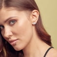 thumbnail image 4 of Cushion Cut Gemstone and 0.15 CT. T.W. Halo Diamond Stud Earrings in 14K Gold, 4 of 4