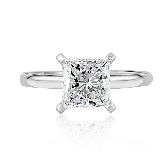 Lab Created Princess Cut Solitaire Diamond Ring