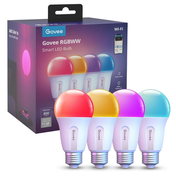 Govee RGBWW 800LM Smart Bulb, 4pk.