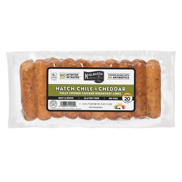 Kiolbassa Hatch Chile and Cheddar Chicken Breakfast Links, 24 oz.