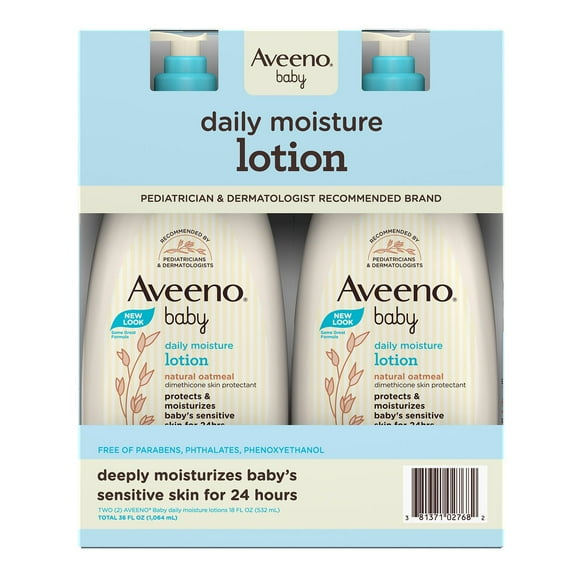 Aveeno Baby Daily Moisture Lotion with Pump, 24hr Protection, 18 fl. oz., 2 pk.