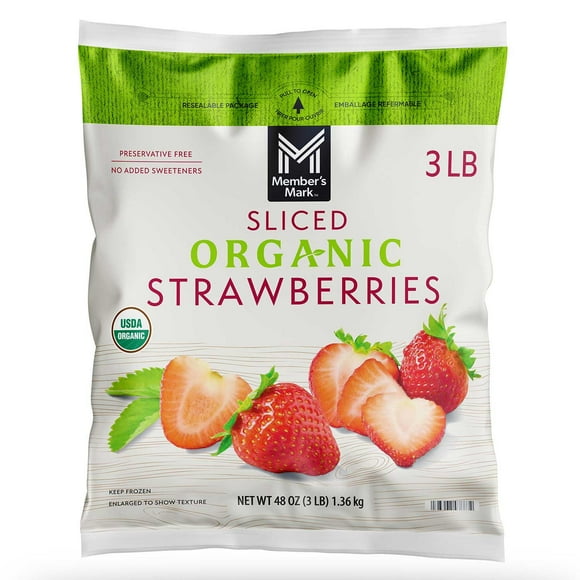 Members Mark Organic Sliced Strawberries, Frozen, 3 lbs.