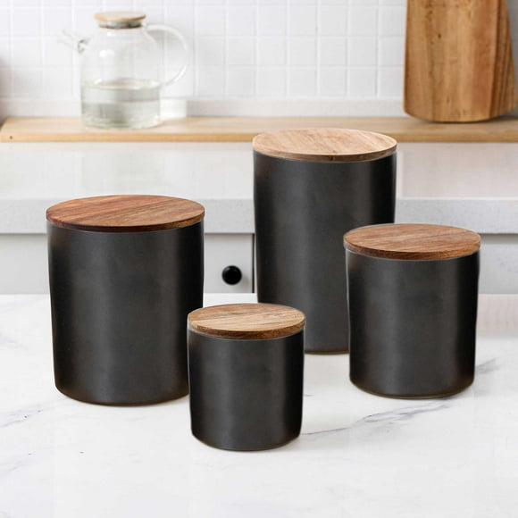 Member's Mark 4-piece Canister With Acacia Wood Lid Set