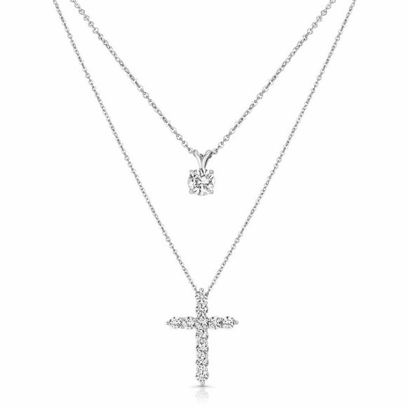 Set of Lab Created White Sapphire Pendants in Sterling Silver