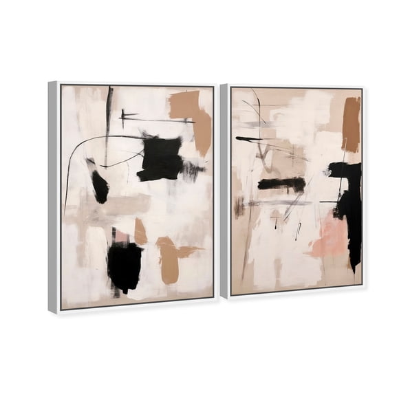 Strings Attached Set Neutral Abstract Canvas Print by Oliver Gal Prints