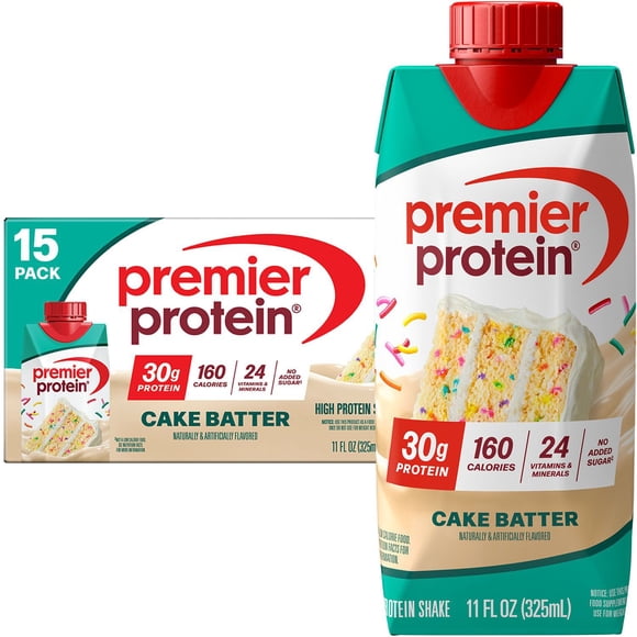 Premier Protein 30g High Protein Shake, Cake Batter Delight 11 fl. oz., 15 pk.
