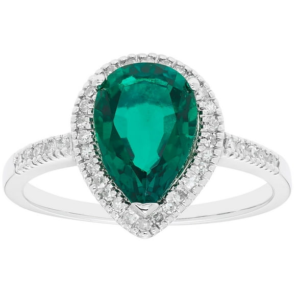 Pear Cut Lab Created Gemstone & 0.19 CT. T.W. Diamond Ring in 14K Gold