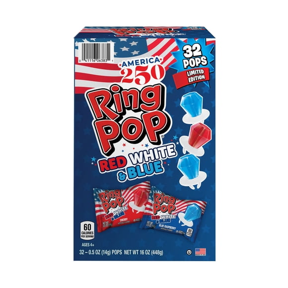 Ring Pop Red, White, And Blue Variety Pack, 32 ct.