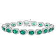 thumbnail image 1 of Oval Cut Gemstone Halo Tennis Bracelet in Sterling Silver, 1 of 5