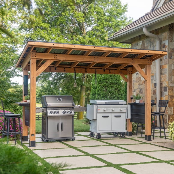 Backyard Discovery Briarton Grill Gazebo XL w/ Cantilever Roof, Choose Installation
