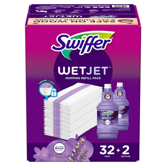 Swiffer WetJet Refill Pack, Lavender, 32  Pads + 2 Refills