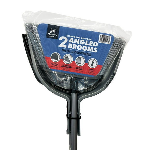 Member's Mark Heavy Duty Broom and Dustpan Set, 13" Indoor and 15" Outdoor Brooms, 2 Dustpans, 4 piece set