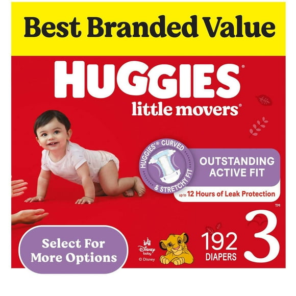 Huggies Little Movers Baby Diapers, Sizes 3-8