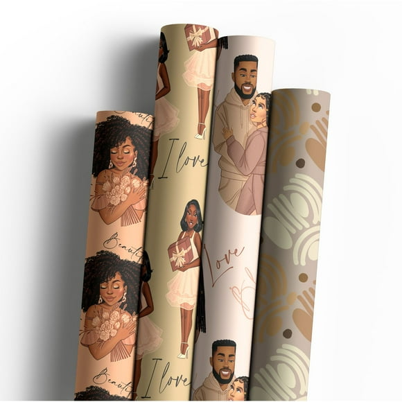 Mah Melanin Beautiful Collection Premium Wrapping Paper, 4 pk.