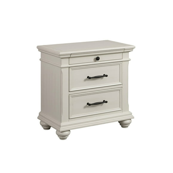Brooks 3-Drawer Poplar Wood Nightstand With USB Ports, Choose Color